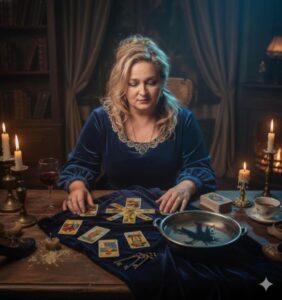 Agnelya na wróżbach Andrzejkowych kladzie karty